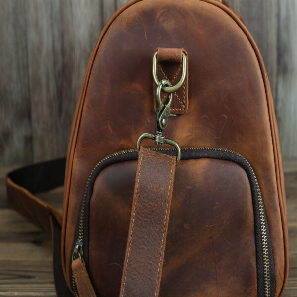 Men's Vintage Crazy Horse Leather Large Capacity Travel Bag - Image 4