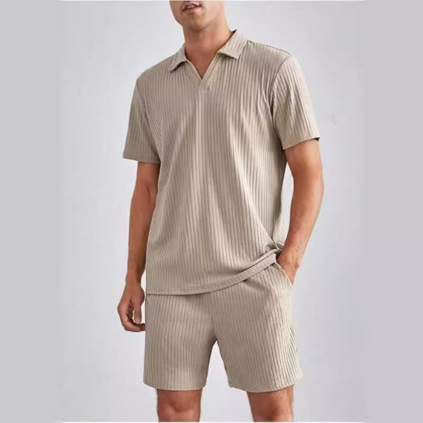 Fashion Casual Polo Short Sleeve Shirt Shorts Two-piece Set Men's Suit - Image 3