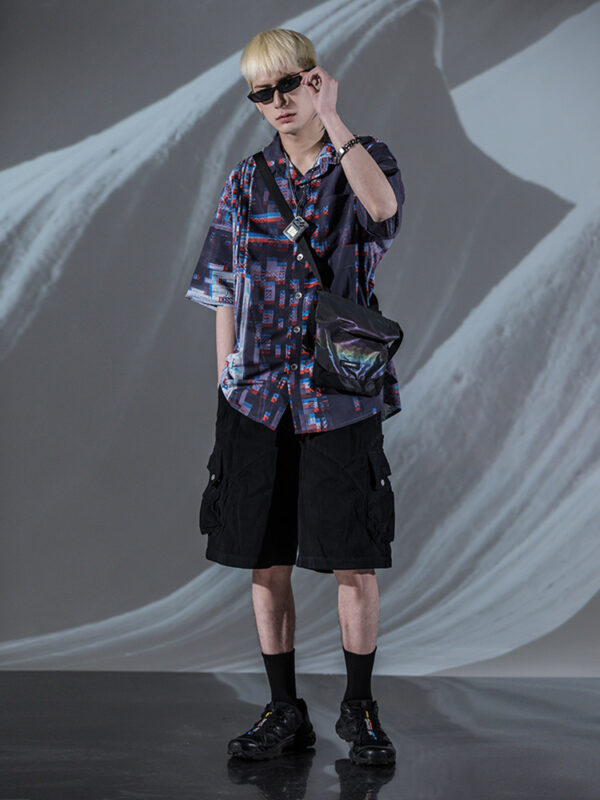 Printed Loose Five-point Sleeve Shirt Jacket - Image 5