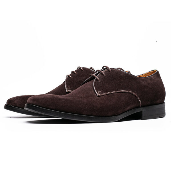New Men's Leather Shoes Suede Soft Leather Handmade Business Formal Derby - Image 6