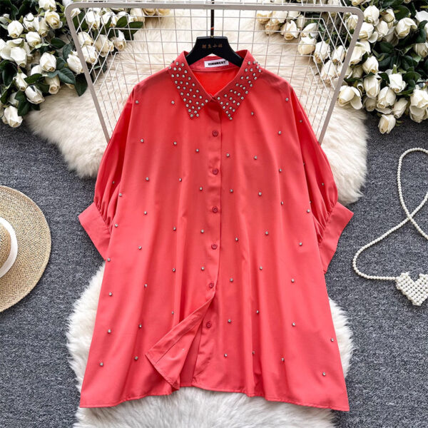 Fashionable Batwing Sleeve Loose Heavy Work Casual Shirt