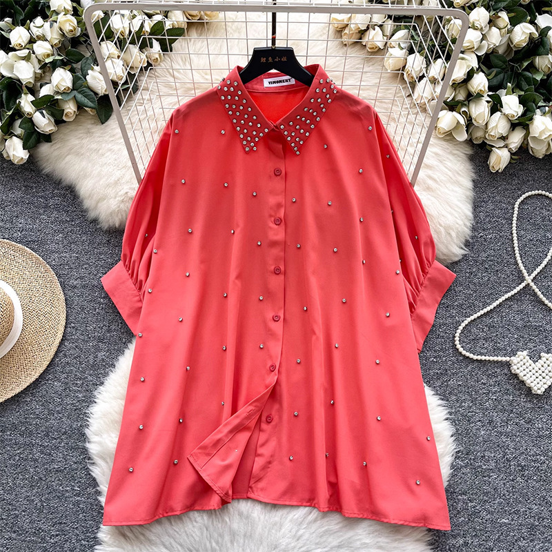 Fashionable Batwing Sleeve Loose Heavy Work Casual Shirt