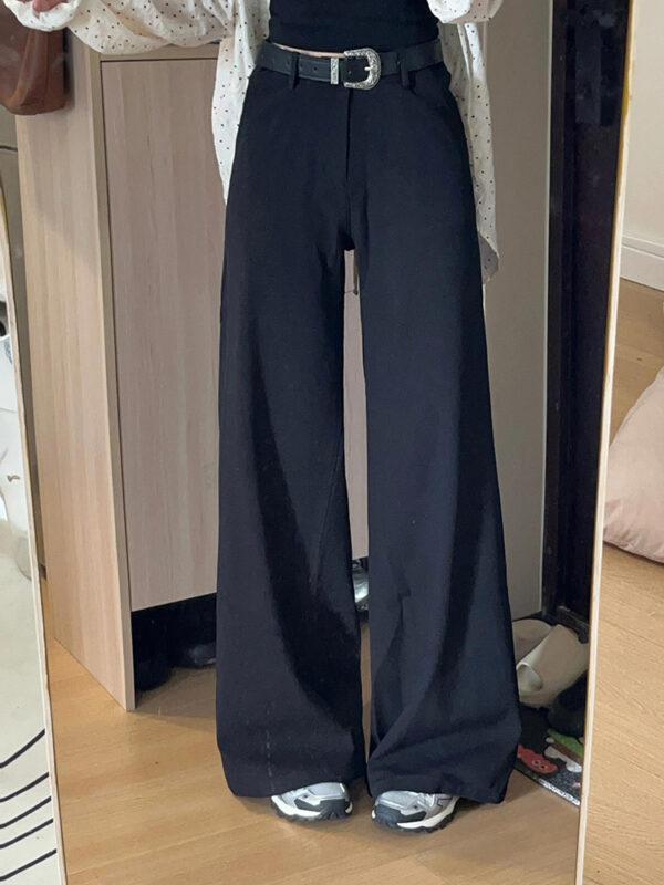 Black High-end Loose Lazy Style Women's Small Size Wide-leg Pants - Image 2