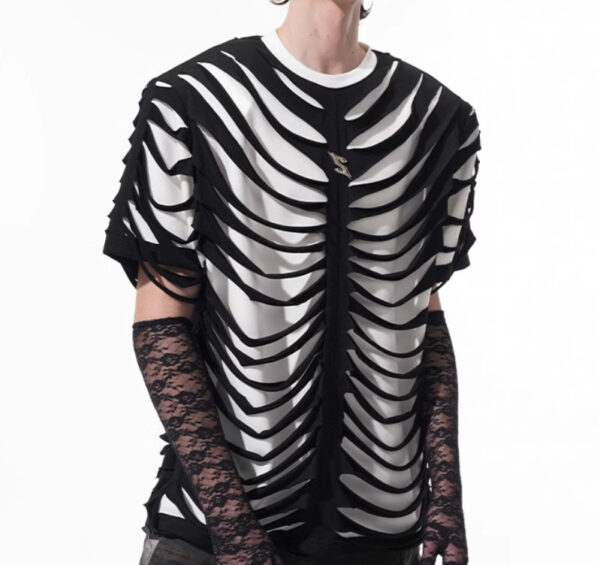 Special-interest Design Hollow Cut Bone T-shirt - Image 6