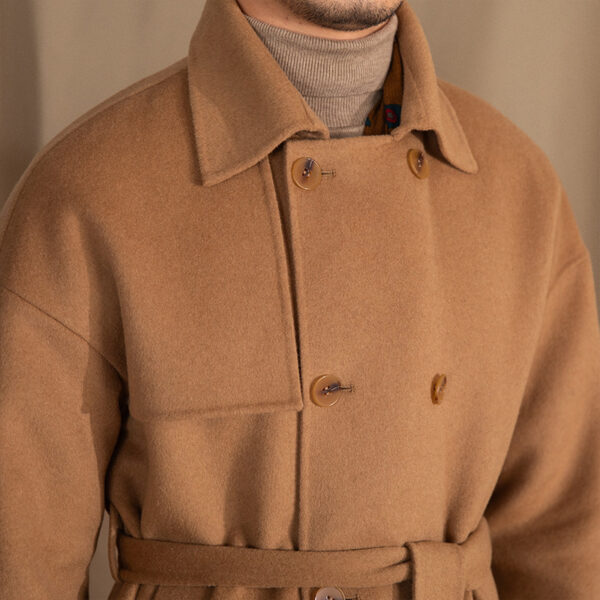 Men's Wool Drop Shoulder Casual Mid-length Coat - Image 3