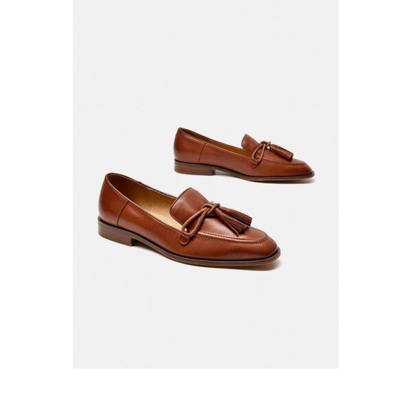 Leather Shallow Flat-bottomed British Heel Shoes - Image 4