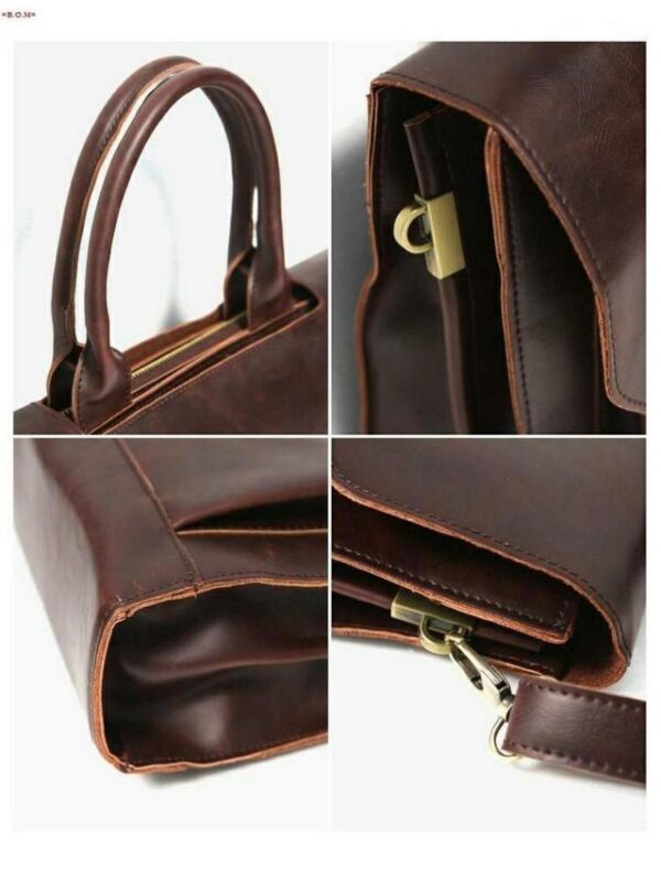 Crazy Horse Leather Brief Shoulder Crossbody Bag - Image 3