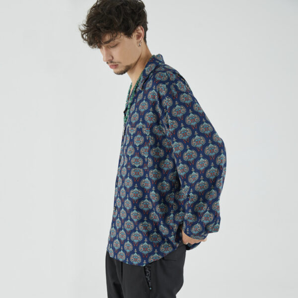 Retro Morphed Cashew Flower Men's Cuban Collar - Image 5