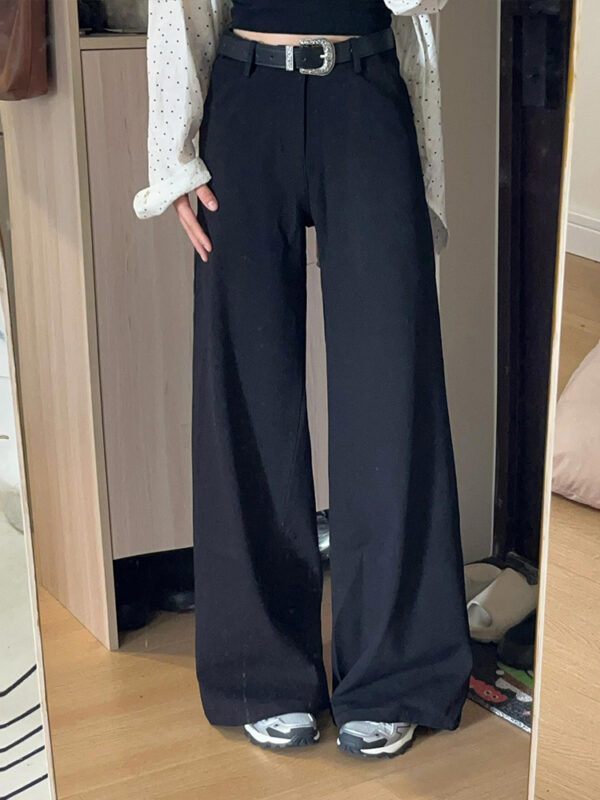 Black High-end Loose Lazy Style Women's Small Size Wide-leg Pants - Image 4
