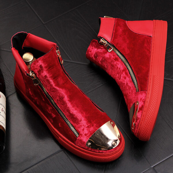 Hong Kong European Station New Plus Velvet Solid Color Iron Toe Trendy Casual High-top Shoes - Image 2