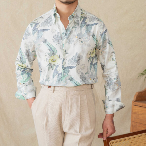 Men's Printed Long-sleeved Cotton Shirt - Image 3