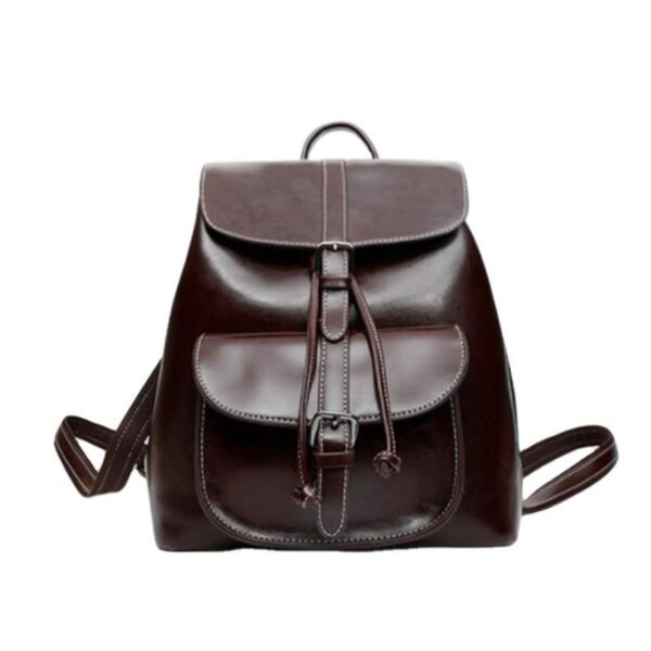 Korean Style Cowhide Pocket Pull-belt Backpack - Image 5