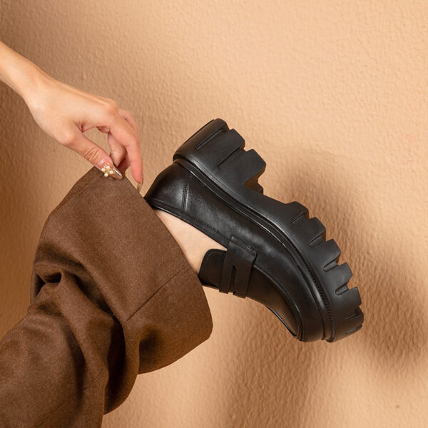 Women's Retro Black Height Increasing Shoes - Image 5