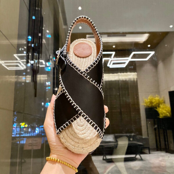 Women's Summer Hemp Rope Woven Leather Flat Sandals - Image 3