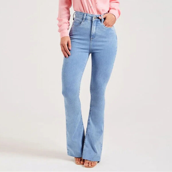 New Slim Fit Stretch Fashion Light Color Bell-bottom Pants Women - Image 5