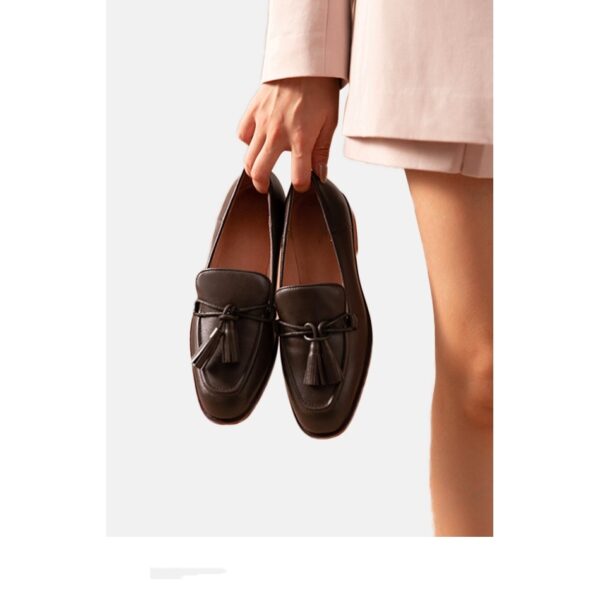 Leather Shallow Flat-bottomed British Heel Shoes - Image 7
