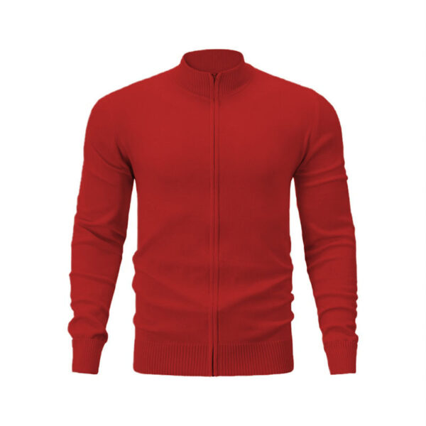 Stand Collar Casual Sports Sweater Solid Color Zipper Sweater - Image 9