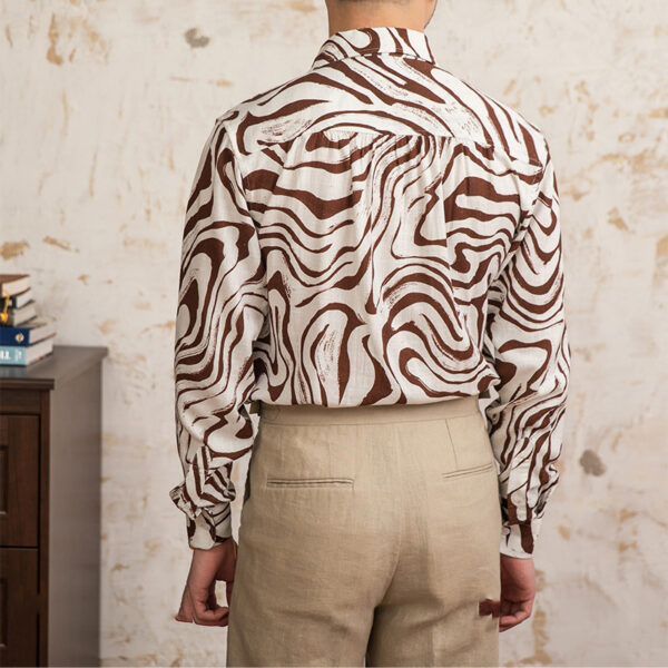 Linen Blended Breathable Draping Bow Tie Shirt - Image 6