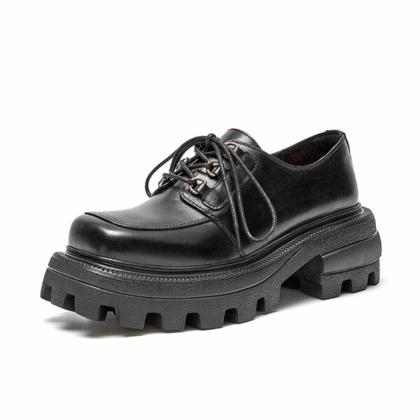 Women's Square Toe Platform Chunky Heel Platform Shoes - Image 2