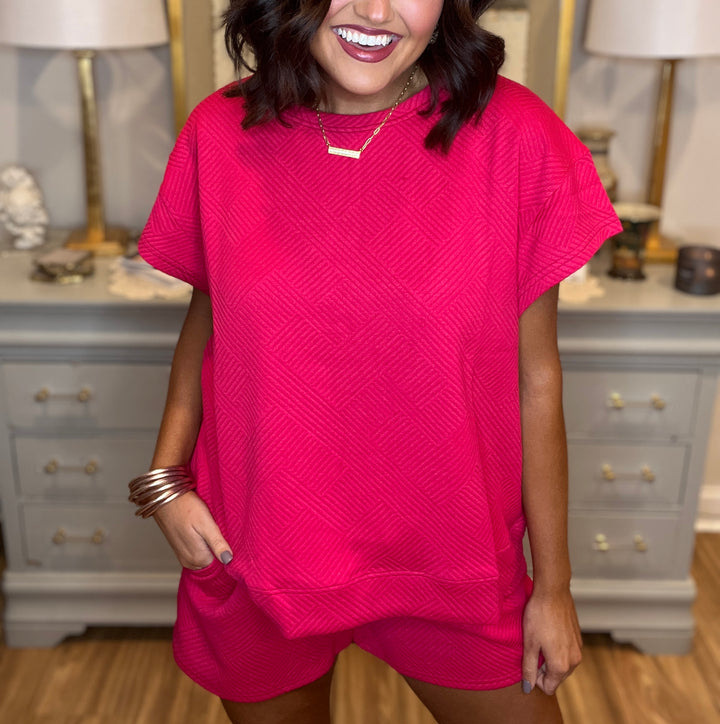Solid Color Round Neck Short Sleeves Top Shorts Suit