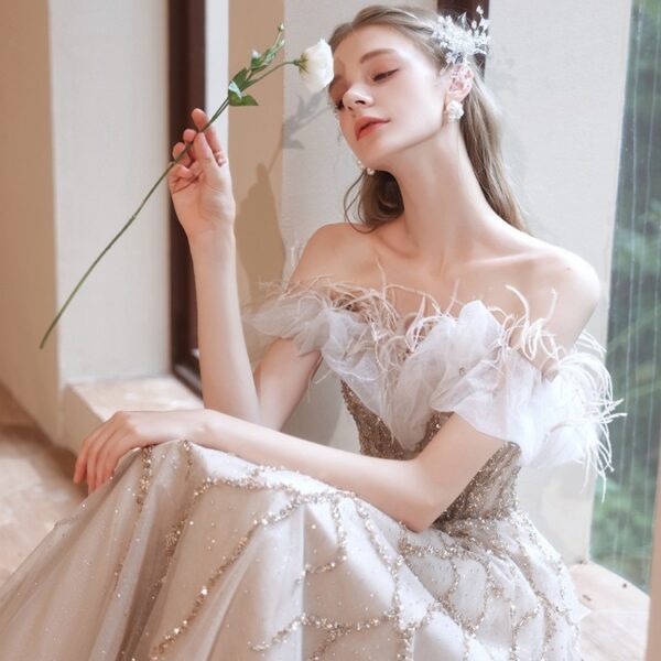 Off-shoulder Annual Conference Host Engagement Dress - Image 4
