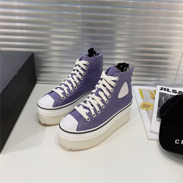 Women's Casual Ripped Platform Platform High-Top Canvas Shoes - Image 5