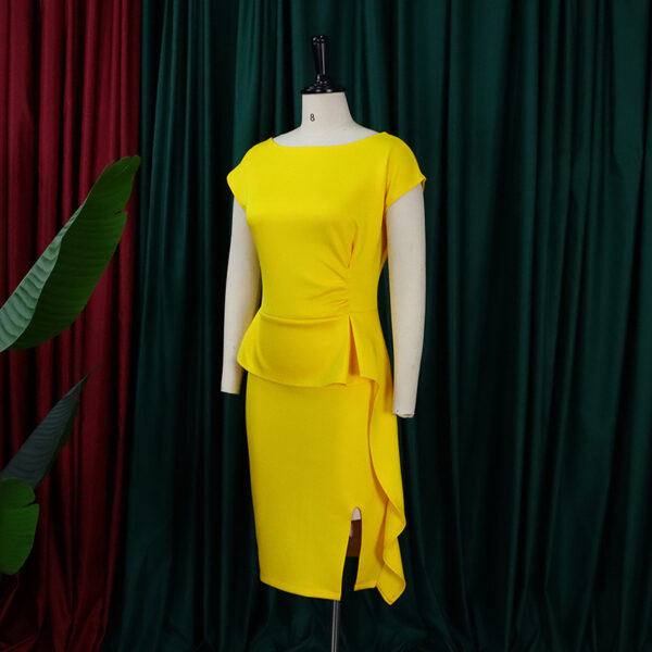 Women's Elegant Ruffle Sleeveless Bodycon Formal Party Cocktail Pencil Midi Dress - Image 4