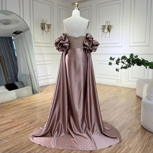 Dried Rose High-end Elegant Beaded Fishtail Annual Party Banquet Host Luxury Dress - Image 5