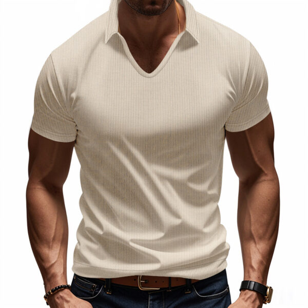Men's Simplicity Casual V-neck Design Loose Trendy Short Sleeve - Image 4