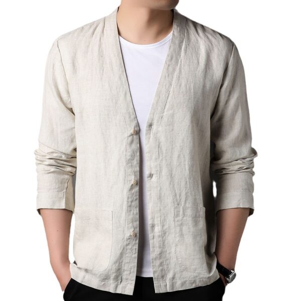 Long Sleeve V-neck Shirt Casual Outdoor Men's Tops - Image 2