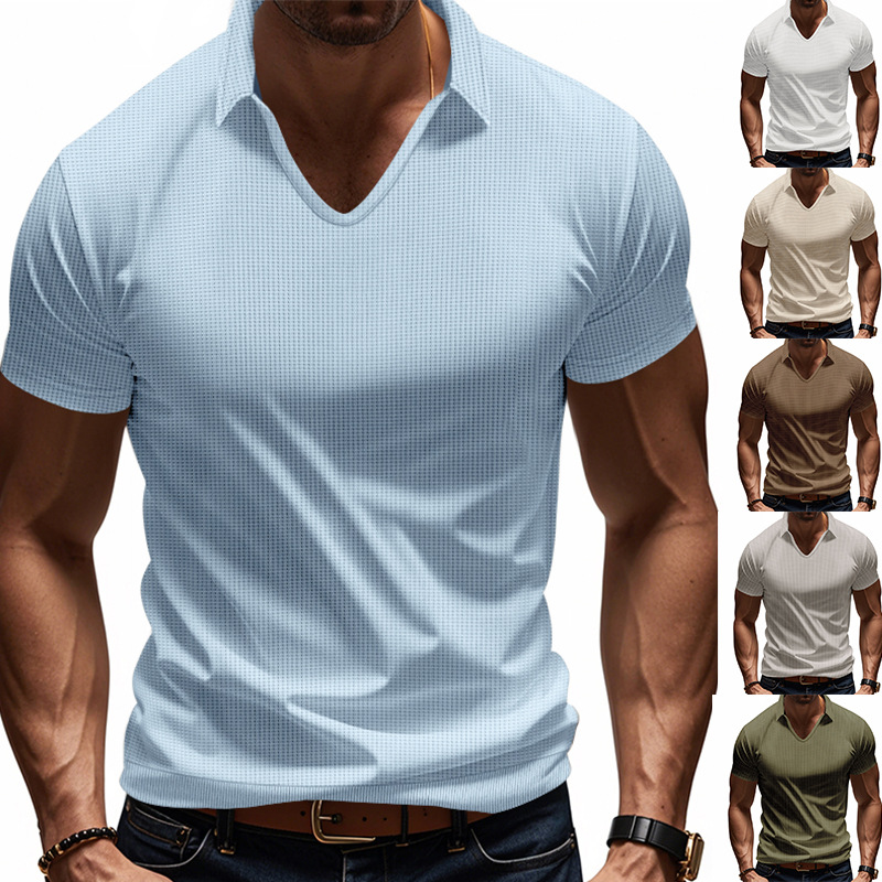 Men’s Simplicity Casual V-neck Design Loose Trendy Short Sleeve