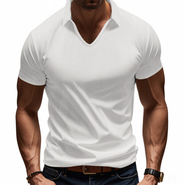 Men's Simplicity Casual V-neck Design Loose Trendy Short Sleeve - Image 5