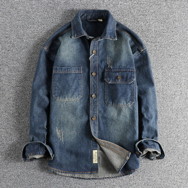 Washed Vintage Denim Shirt For Men - Image 2