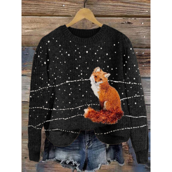 Little Flower Digital Printed Round Neck Sweater - Image 4