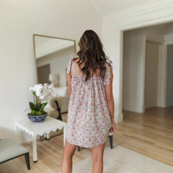 Women's French Style Vintage Floral Printed Loose Casual Strap Dress - Image 8