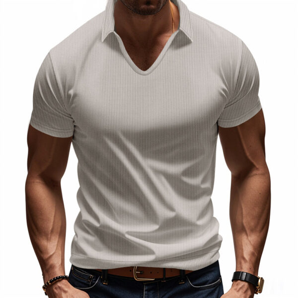 Men's Simplicity Casual V-neck Design Loose Trendy Short Sleeve - Image 8