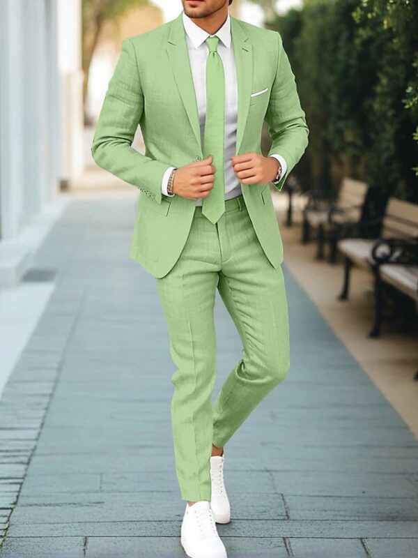 Men's New Linen Single Row One Button Suit - Image 4