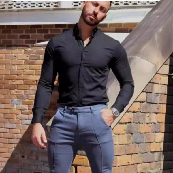Men's Sports And Leisure Long Sleeve Lapel Shirt - Image 7