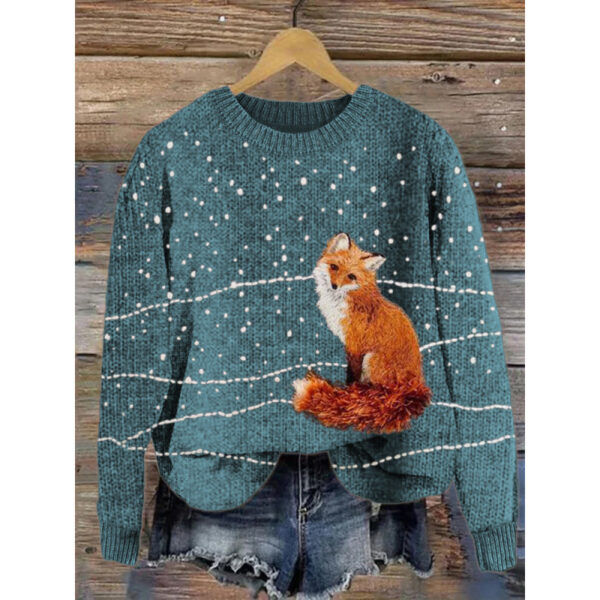 Little Flower Digital Printed Round Neck Sweater - Image 7