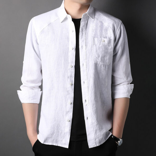 Pure Linen Cardigan Coat Spring And Summer Men's New Long Sleeve - Image 2