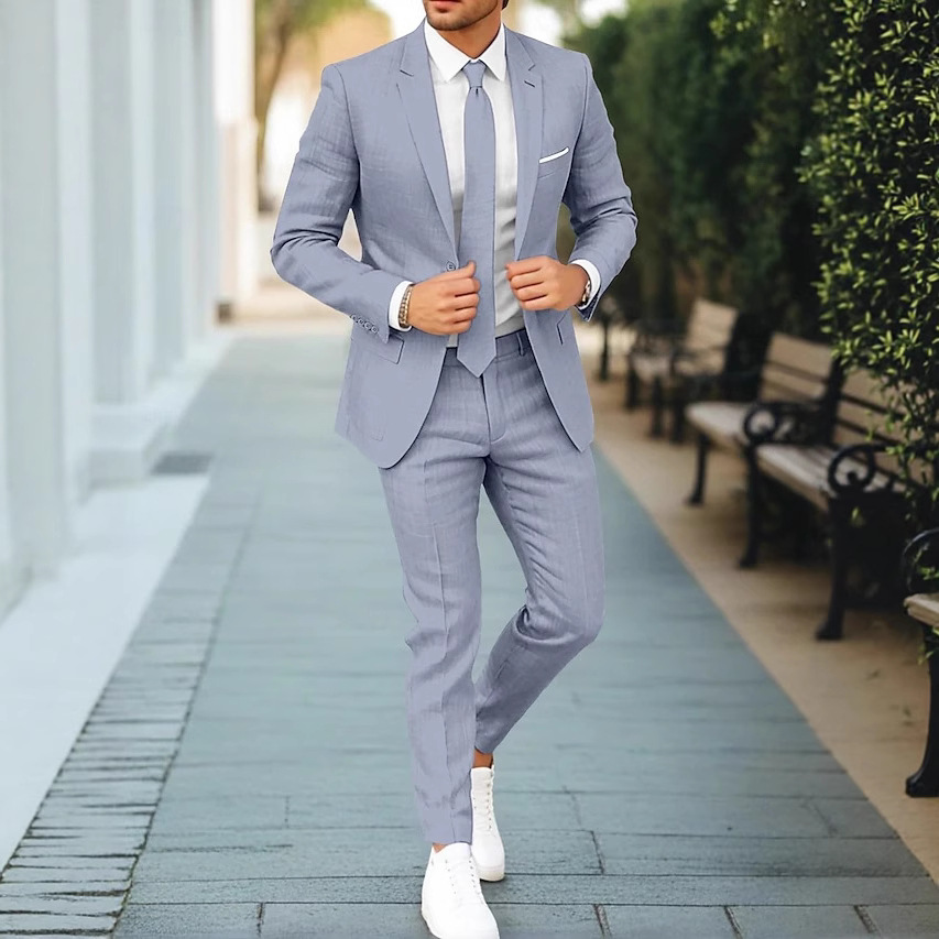 Men’s New Linen Single Row One Button Suit