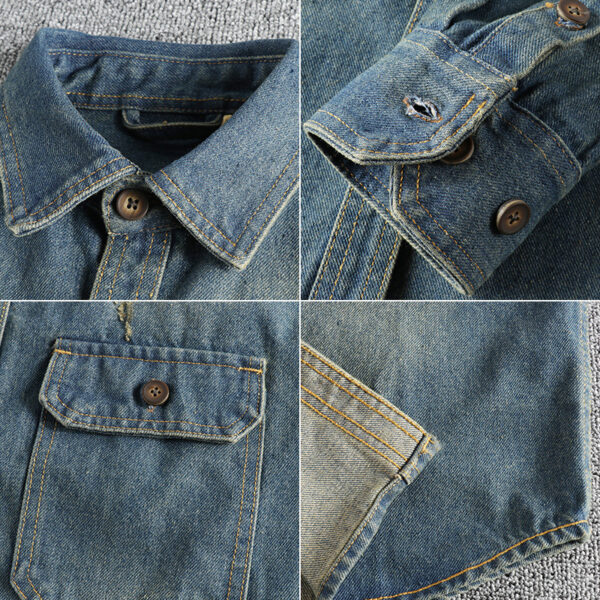 Washed Vintage Denim Shirt For Men - Image 4