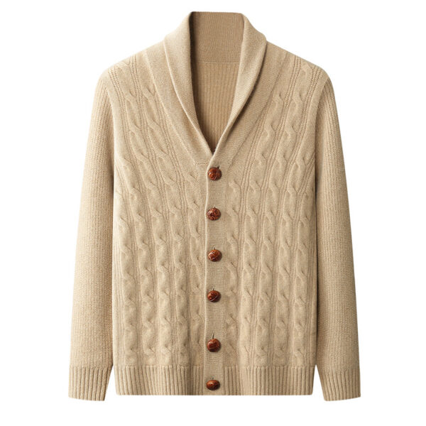 Men's Thickened Coat Twisted Collar Button Fashion Knitwear - Image 4