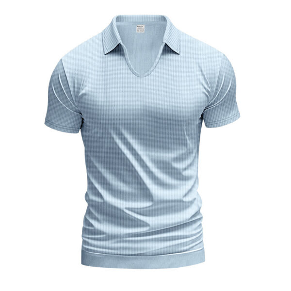 Men's Simplicity Casual V-neck Design Loose Trendy Short Sleeve - Image 2