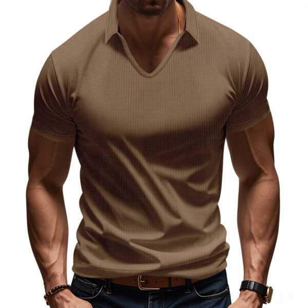 Men's Simplicity Casual V-neck Design Loose Trendy Short Sleeve - Image 3