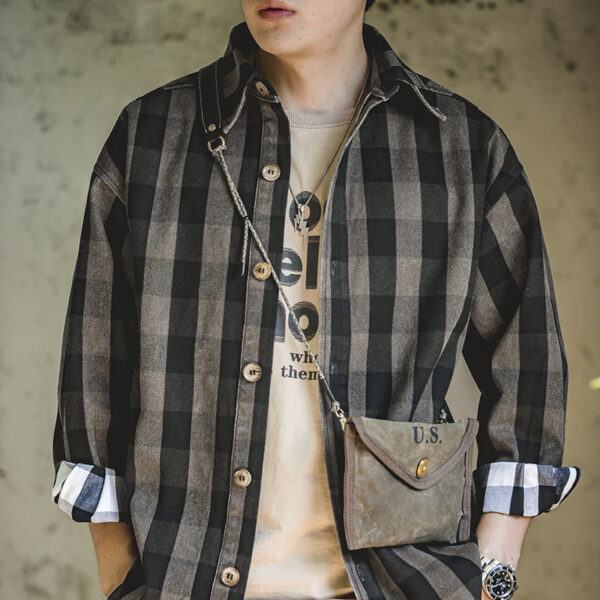 American Retro Plaid Loose Shirt Coat Men - Image 4