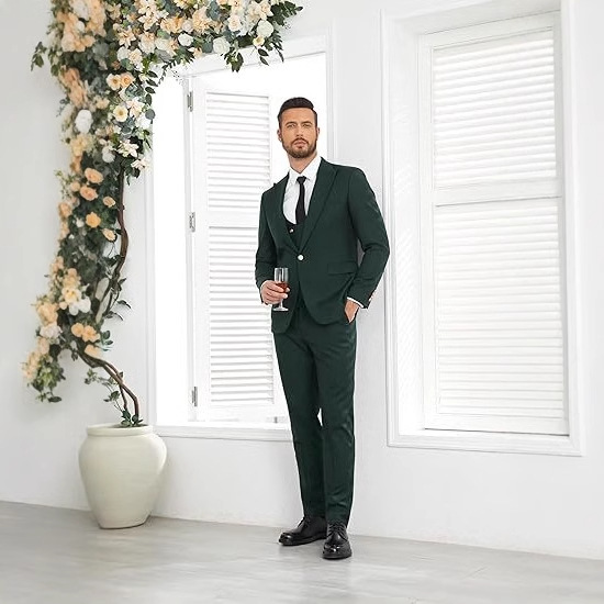 Men’s Slim Double-breasted Coat Vest Pants Suit
