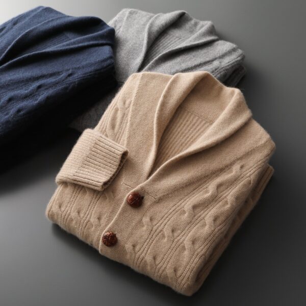 Men's Thickened Coat Twisted Collar Button Fashion Knitwear - Image 8