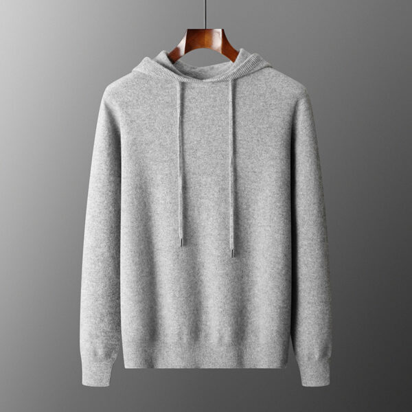 Men's Solid Color Casual Hooded Knitted Sweatshirt Long Pants Set - Image 3
