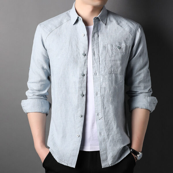 Pure Linen Cardigan Coat Spring And Summer Men's New Long Sleeve - Image 7